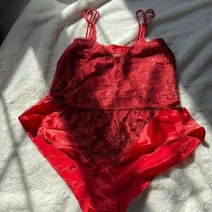 Victoria’s Secret Vintage Gold Tag Two Piece Red Satin Set Size Small